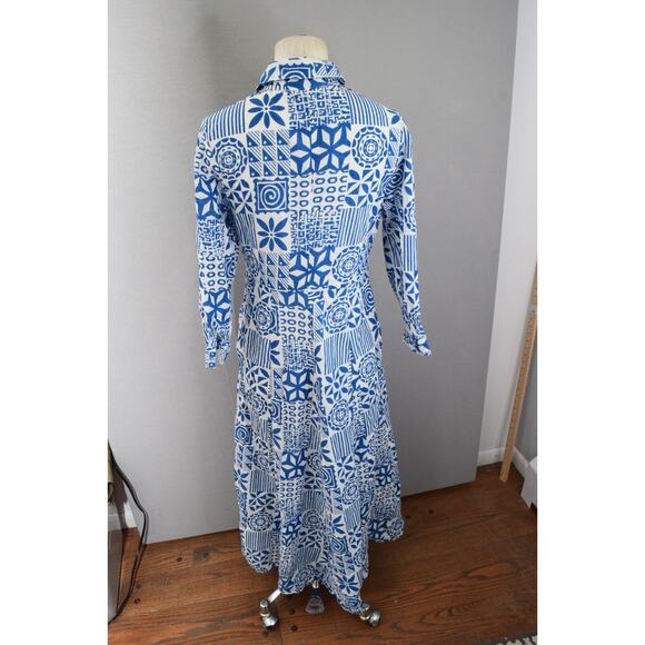 Julia Amory Women's Blue Floral 100% Cotton Made In India Dress Small - Picture 4 of 6